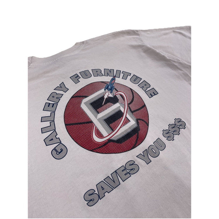90s Vintage Mens Xl White Rockets Basketball Gallery Furniture
