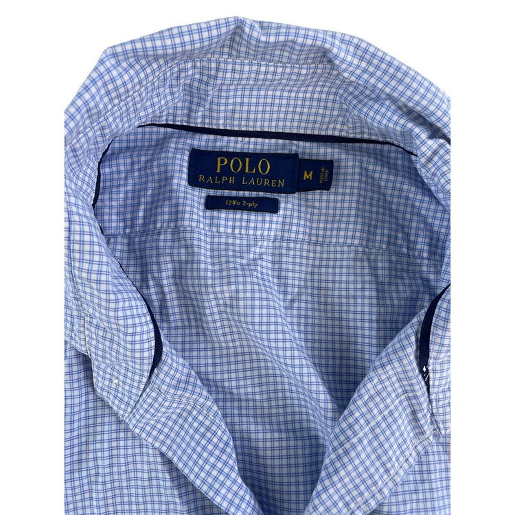 Mens Polo Ralph Lauren Blue & White Button Down Shirt Size Medium