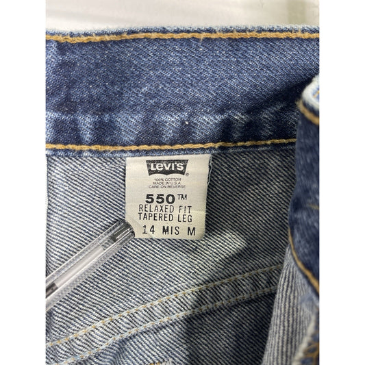Women’s Levis 505 Orange Tab Jeans Blue Denim Relaxed Fit Tapered Leg Sz 14