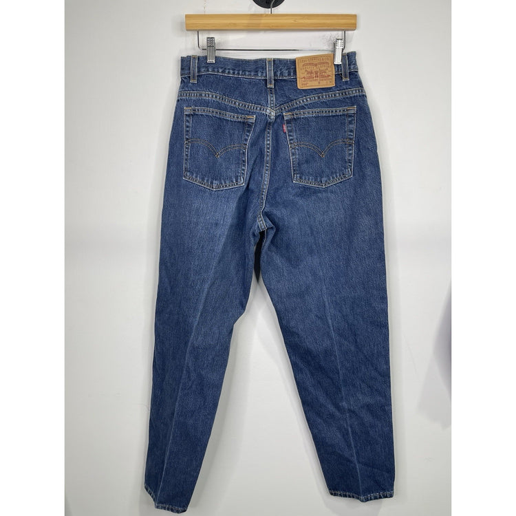 Women’s Levis 505 Orange Tab Jeans Blue Denim Relaxed Fit Tapered Leg Sz 14