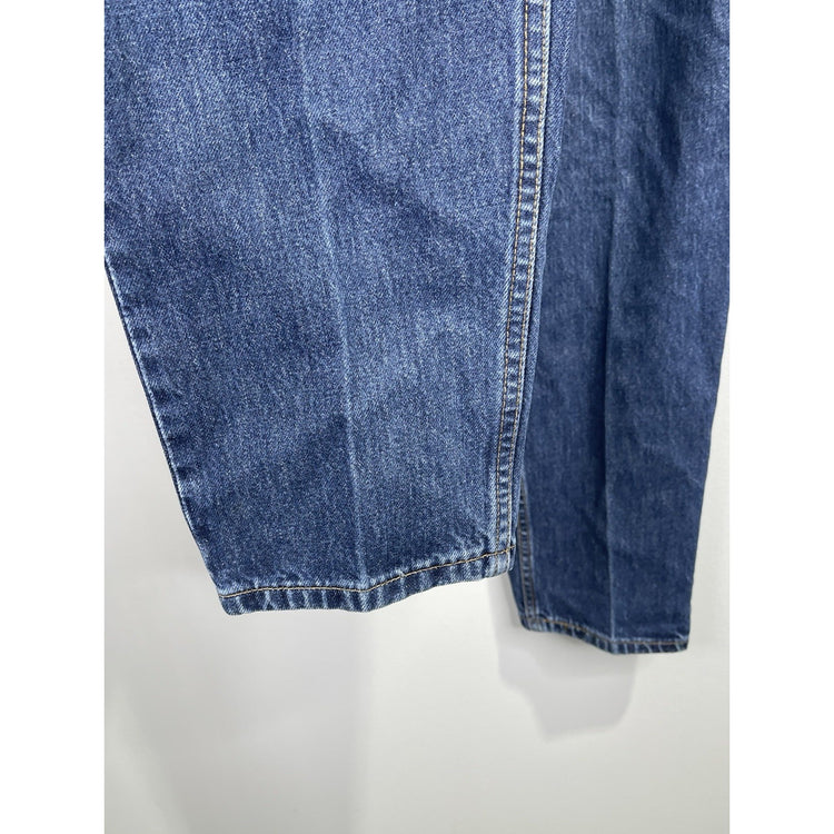 Women’s Levis 505 Orange Tab Jeans Blue Denim Relaxed Fit Tapered Leg Sz 14