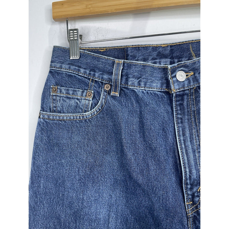Women’s Levis 505 Orange Tab Jeans Blue Denim Relaxed Fit Tapered Leg Sz 14