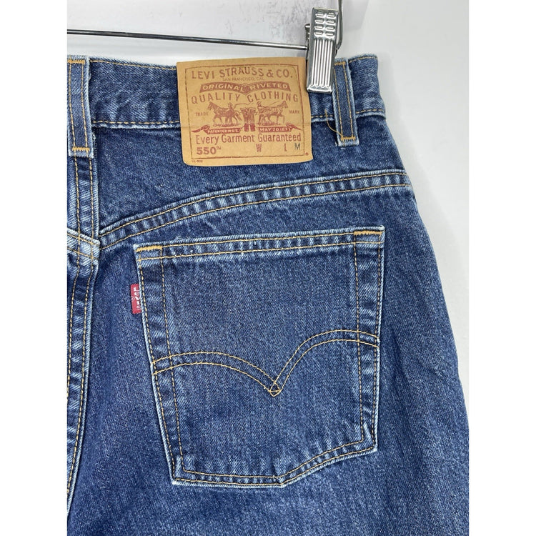 Women’s Levis 505 Orange Tab Jeans Blue Denim Relaxed Fit Tapered Leg Sz 14