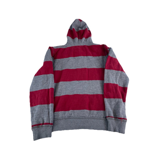Mens Y2K Aeropostale Red And Gray Striped Zip Up Jacket Size XL