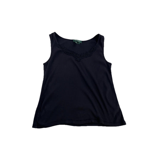 Womens Lauren Ralph Lauren Size Large Black Lace V Neck Tank Top