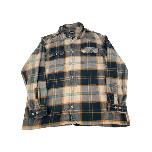 Mens Patagonia Organic Cotton Plaid Long Sleeve Button Up Flannel Shirt Size XXL