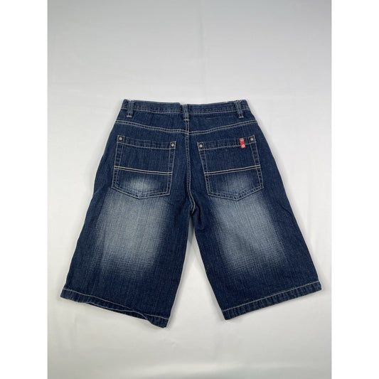 Unisex Y2K Dark Wash And Red Contrast Southpole Baggy Shorts 20x12