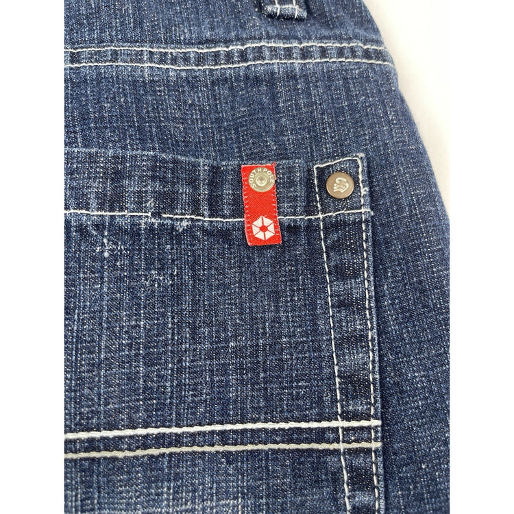 Unisex Y2K Dark Wash And Red Contrast Southpole Baggy Shorts 20x12