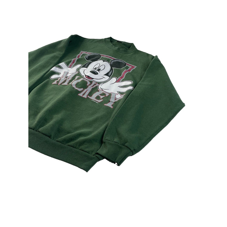Disney Mickey Mouse Crewneck Sweatshirt Green Graphic Long Sleeve Size (L/XL)