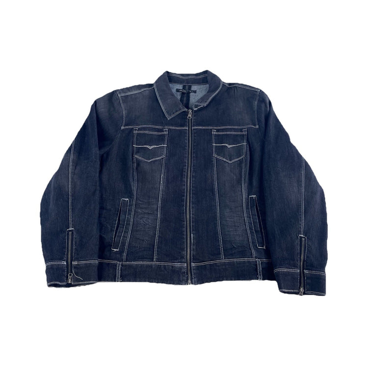 Mens Baccini Dark Wash Denim Jacket W/Contrast Stitching Plus Size 22/24w