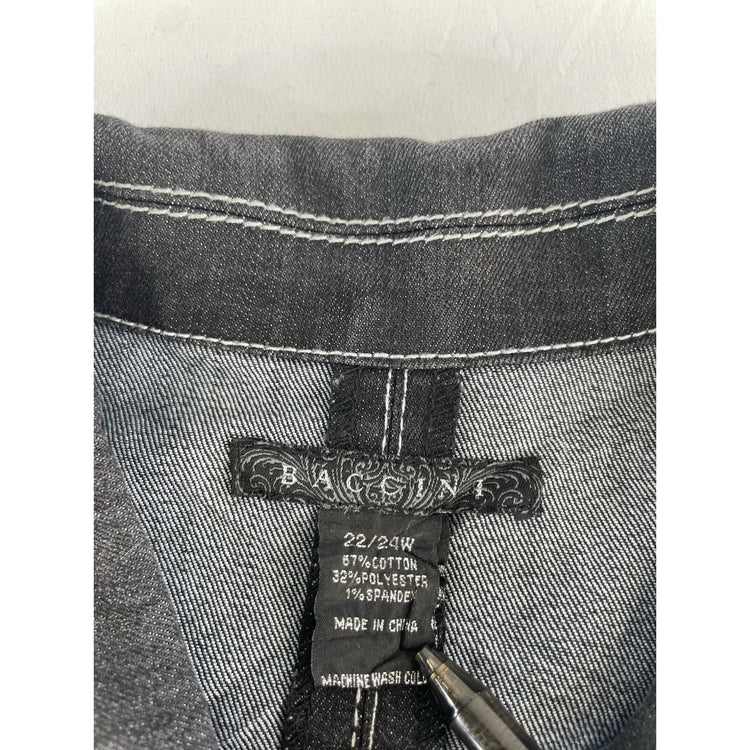 Mens Baccini Dark Wash Denim Jacket W/Contrast Stitching Plus Size 22/24w