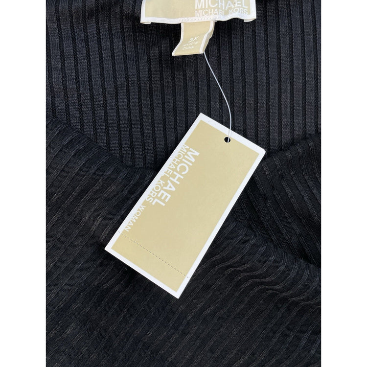 Women Michael Kors Black Ribbed Midi Dress Size 3X