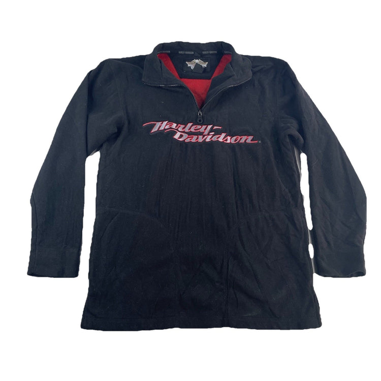 Mens Harley Davidson Black Fleece Quarter Zip Pullover Size XS