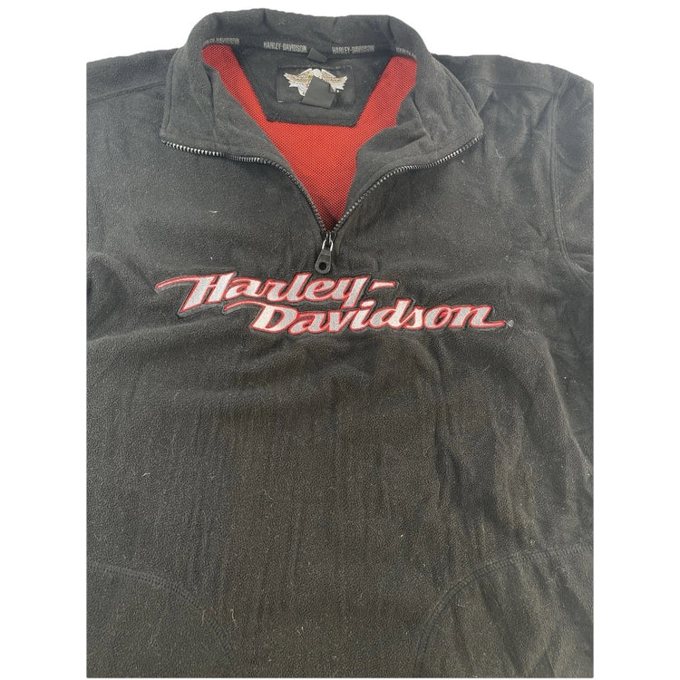 Mens Harley Davidson Black Fleece Quarter Zip Pullover Size XS