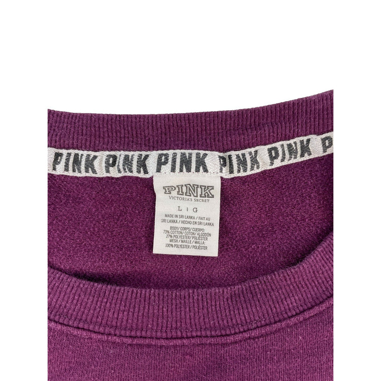 Womens Victoria's Secret PINK Maroon Neon Pink Mesh Sleeve Crewneck Size L