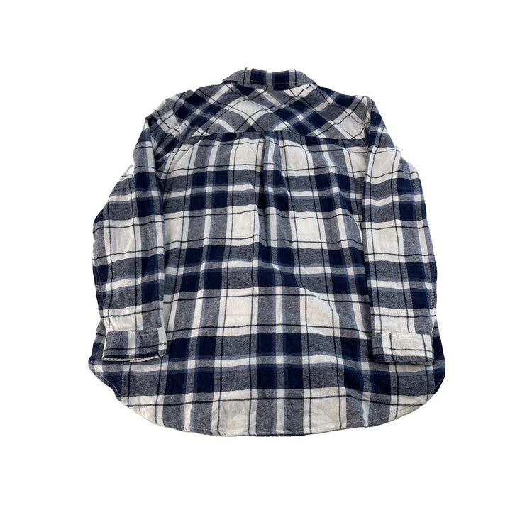 Womens Gap Blue & White Boyfriend Flannel Size XL