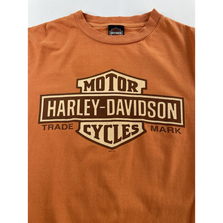Mens Harley Davidson Basic Orange T-Shirt Size M
