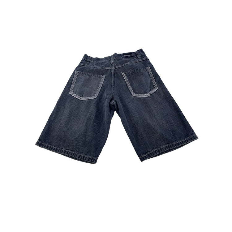 Mens Vintage Y2K Evolution In Design Dark Wash Baggy Denim Shorts 32
