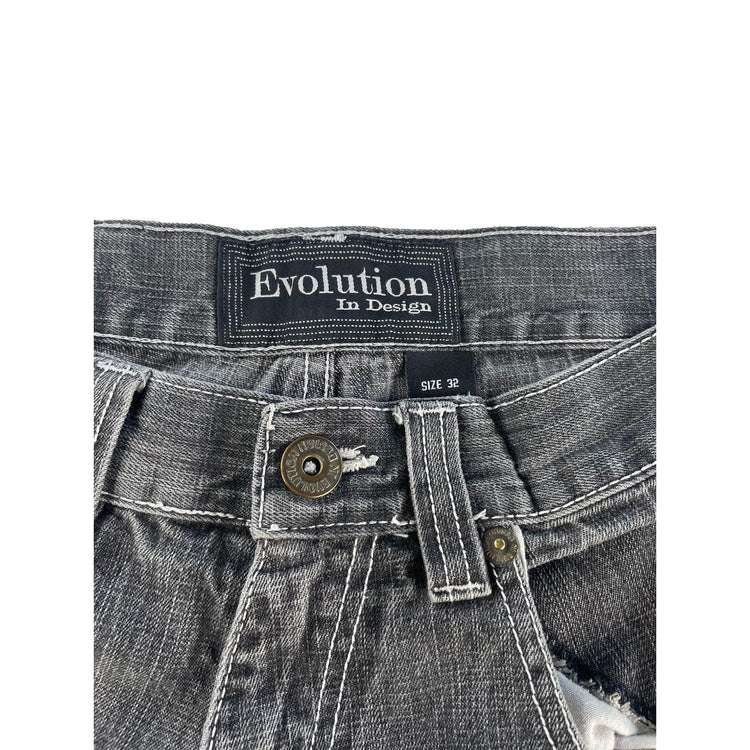 Mens Vintage Y2K Evolution In Design Dark Wash Baggy Denim Shorts 32