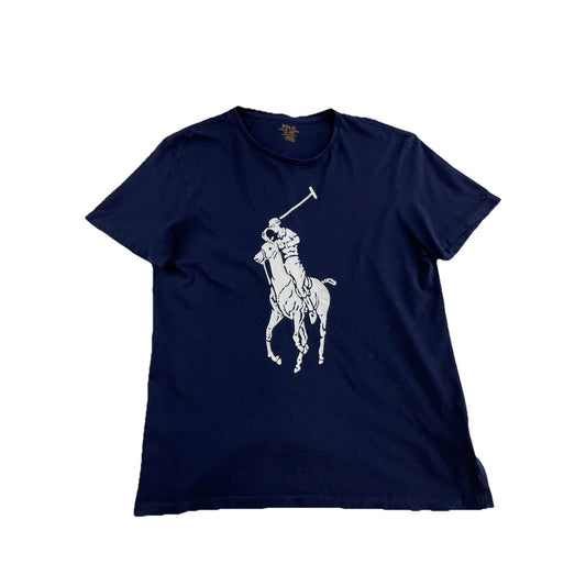 Mens Polo Ralph Lauren Size Medium Navy Blue T Shirt With Big Pony Logo