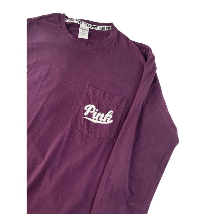 Women’s PINK Victorias Secret Maroon Long Sleeve T Shirt Size Large