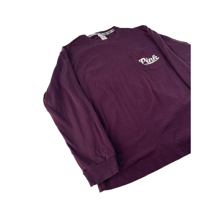 Women’s PINK Victorias Secret Maroon Long Sleeve T Shirt Size Large