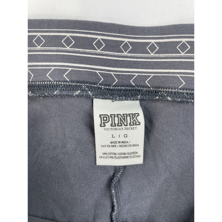Womens PINK Victorias Secret Gray Diamond Pattern Leggings Size Large