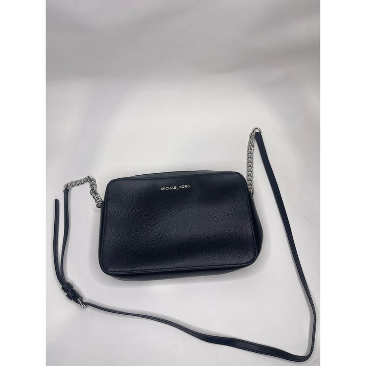 Michael Kors Jet Set Large East West Black Saffiano Leather Crossbody Handbag
