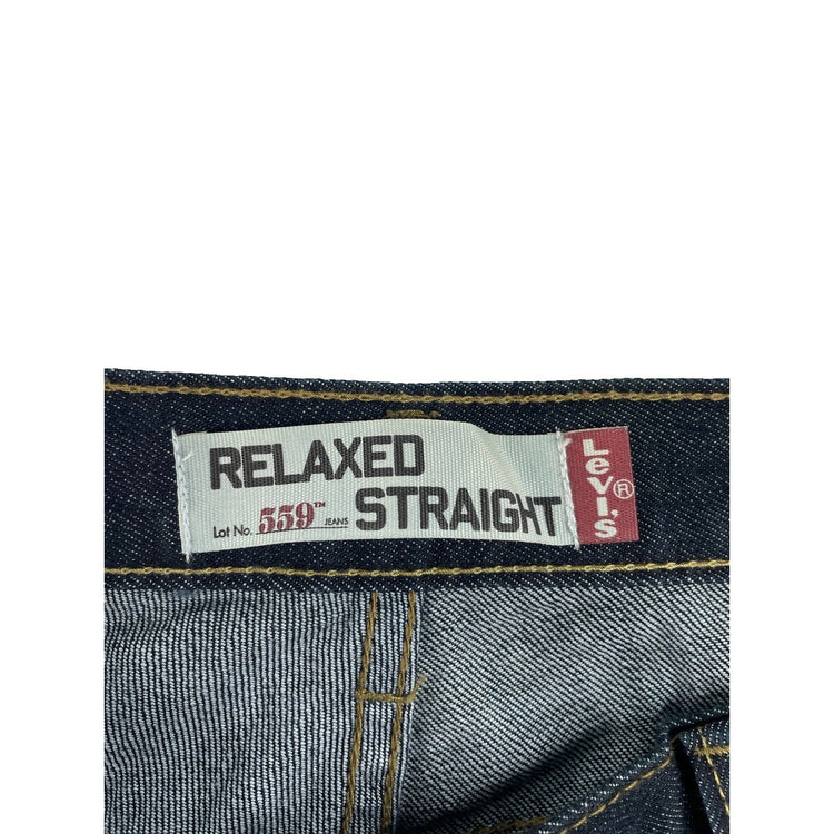 Mens Vintage Levis 559 Dark Wash Indigo Blue Relaxed Straight Jeans Size 38x30