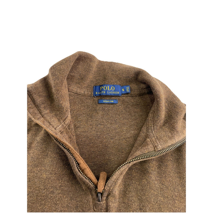 Mens Ralph Lauren Size Small Brown Quarter Zip Sweater