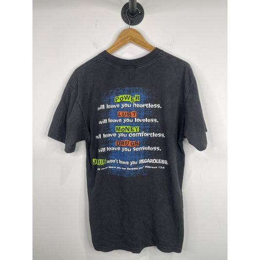 Men’s Black Vintage Jesus Christ The Alternative Rock Double Sided T Shirt Sz L