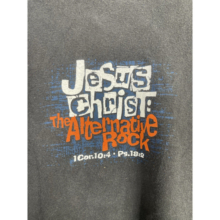 Men’s Black Vintage Jesus Christ The Alternative Rock Double Sided T Shirt Sz L