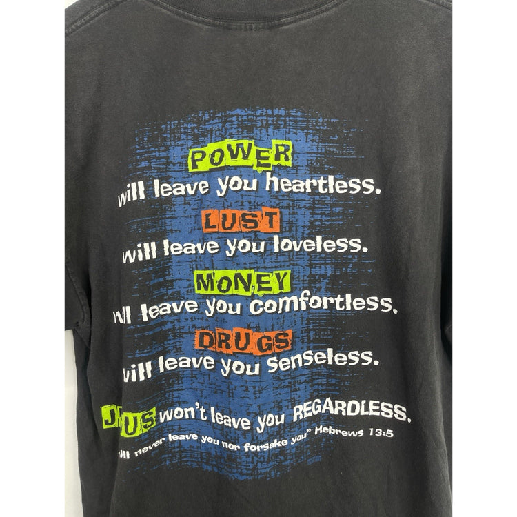 Men’s Black Vintage Jesus Christ The Alternative Rock Double Sided T Shirt Sz L