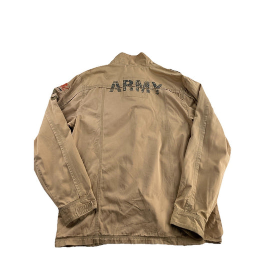 Red Snap Mens Cargo Button Jacket Army Print