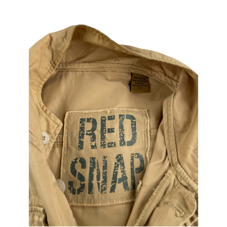 Red Snap Mens Cargo Button Jacket Army Print