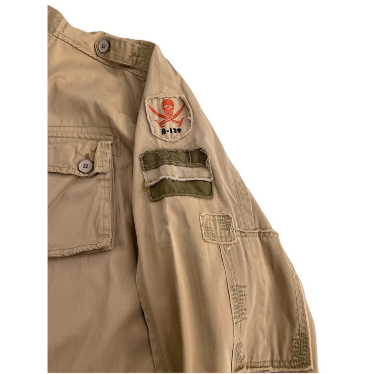 Red Snap Mens Cargo Button Jacket Army Print