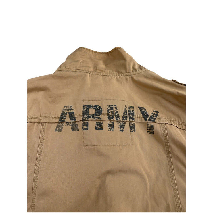 Red Snap Mens Cargo Button Jacket Army Print