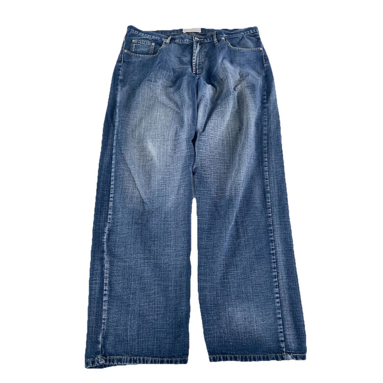 Mens Vintage Brooklyn Xpress Relaxed Fit Wide Leg Denim Blue Jeans Size 40x34