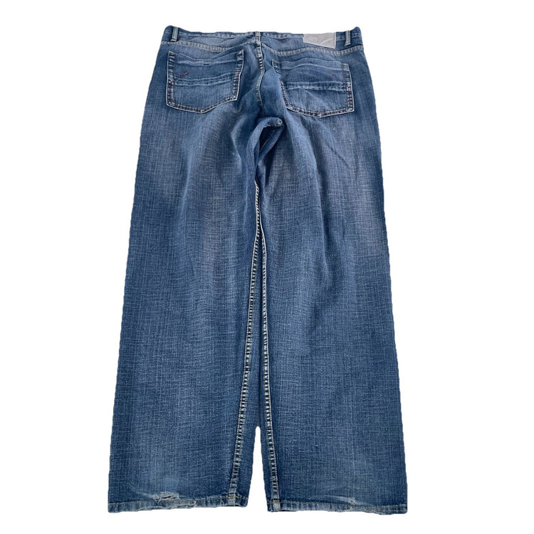Mens Vintage Brooklyn Xpress Relaxed Fit Wide Leg Denim Blue Jeans Size 40x34