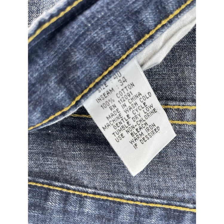 Mens Vintage Brooklyn Xpress Relaxed Fit Wide Leg Denim Blue Jeans Size 40x34