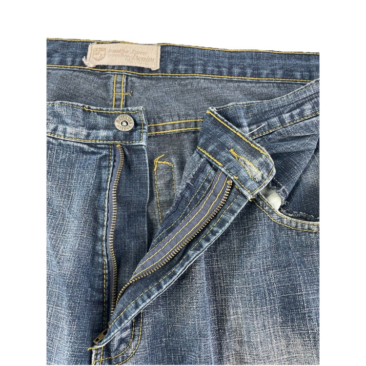 Mens Vintage Brooklyn Xpress Relaxed Fit Wide Leg Denim Blue Jeans Size 40x34