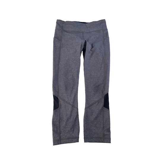 Women's Lululemon Athletic Cropped Leggings with Mesh Panels, GREY, SIZE 6