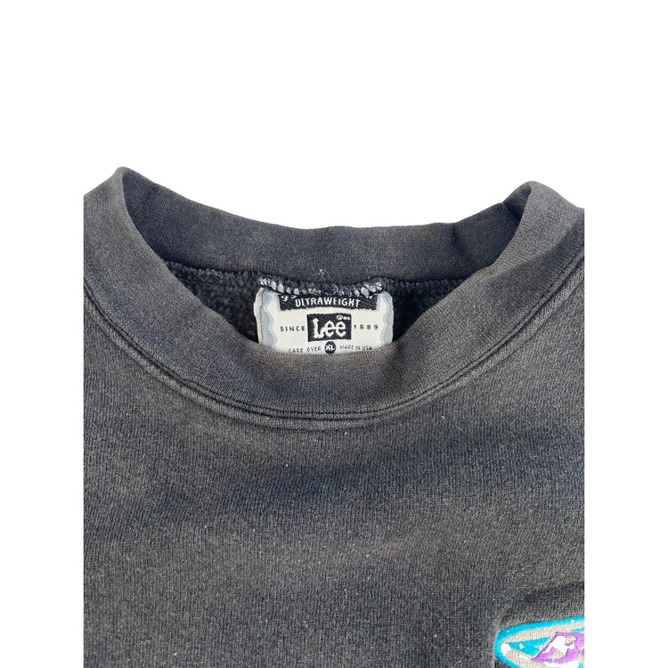 Mens Vintage 90s Lee Ultraweight Budnik Wheels Crewneck Sweatshirt Black Size XL