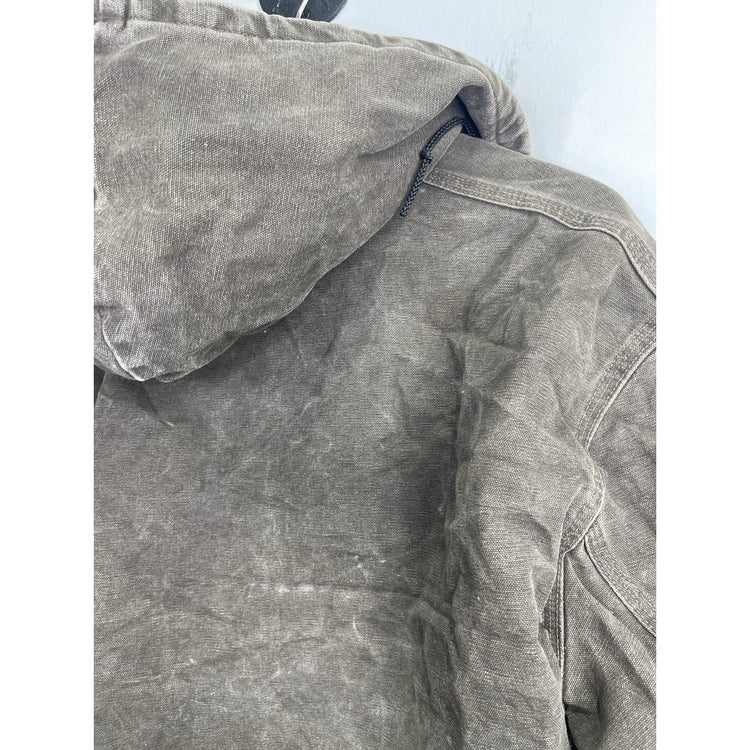 Men’s Vintage Carhartt J06 Brown Jacket Distressed Hooded Sz XL