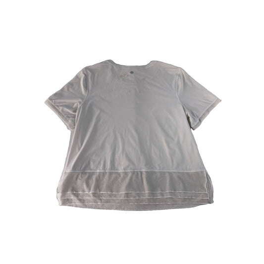 Women's Lululemon Athletica White Short-Sleeve Tee with Layered Mesh Hem Size Xl