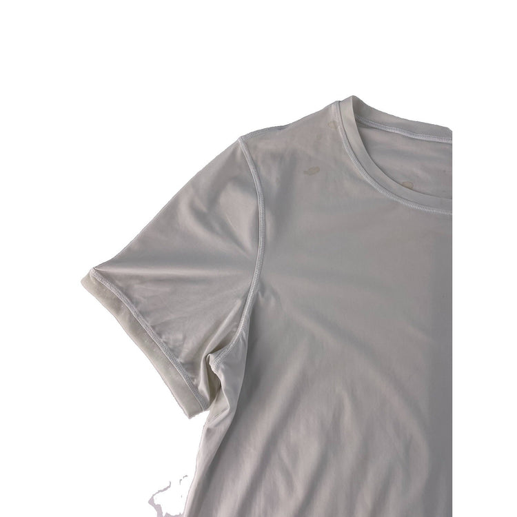 Women's Lululemon Athletica White Short-Sleeve Tee with Layered Mesh Hem Size Xl