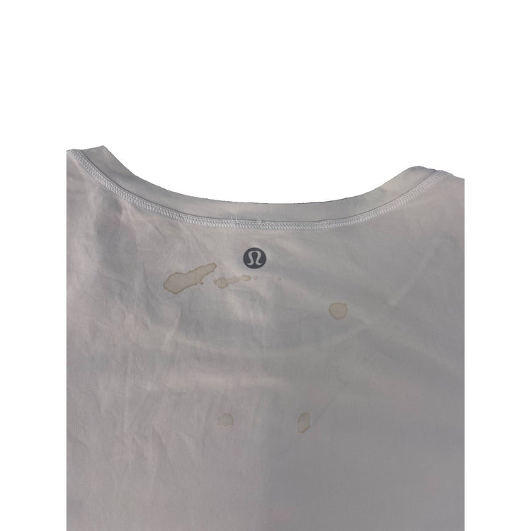Women's Lululemon Athletica White Short-Sleeve Tee with Layered Mesh Hem Size Xl