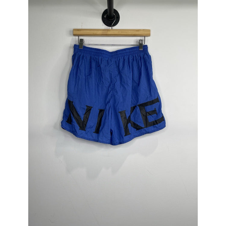 Men’s Vintage 90s Nike Swoosh Mesh Lined Swim Gym Shorts Blue Nylon Sz M
