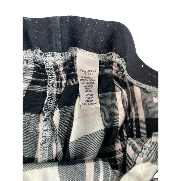 Womens Victorias Secret Black & Pink Plaid Sleep Pants Size Small