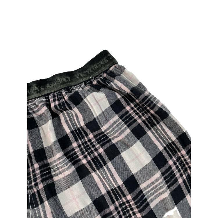 Womens Victorias Secret Black & Pink Plaid Sleep Pants Size Small